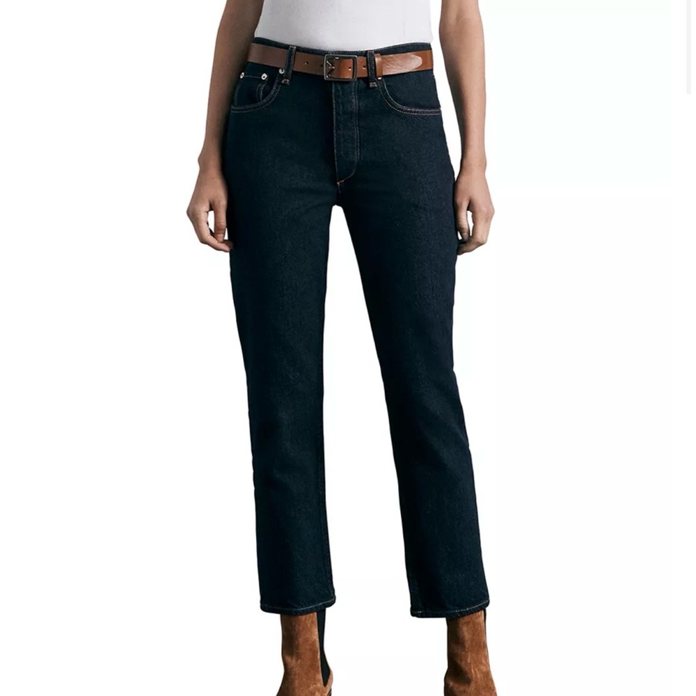 Rag & Bone Nina High Rise Ankle Slim Straight Cigarette Jeans in Rinse